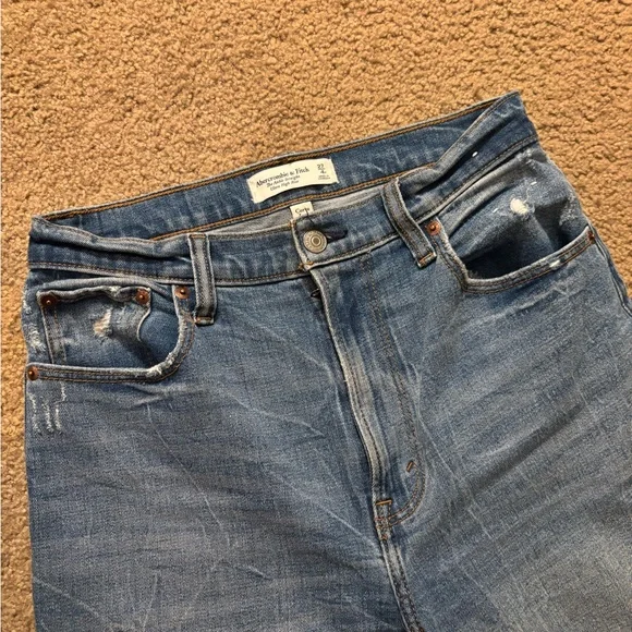 Abercrombie & Fitch Ankle Straight Ultra High Rise Blue Denim Jeans | Curve Love - Picture 3 of 8
